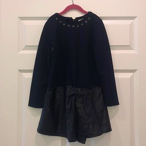 Mayoral Dress Navy Blue with faux leather skirt